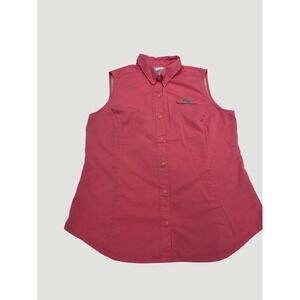 Columbia PFG Tamiami Sleeveless Fishing Shirt Pink Womens Large UPF 40